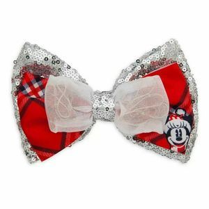 Minnie Mouse Christmas Plaid Light-Up Hair Bow Holidays Disney Parks
